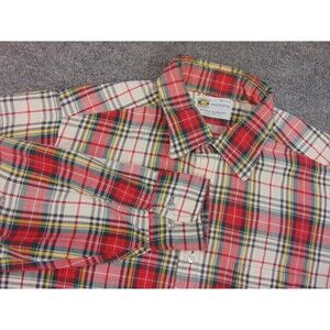 Vintage Charlie Brown Shirt Mens Med White Red Plaid Made In The USA FLAW